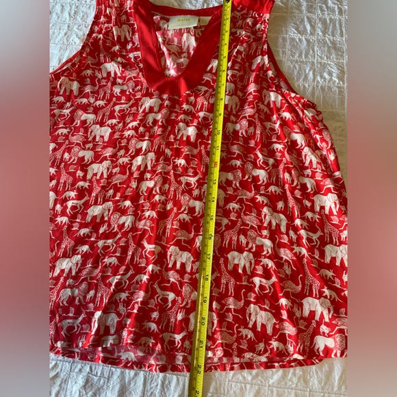 Maeve Anthropologie Tank Top Women 2 Red Safari Animal Sleeveless - Picture 3 of 7